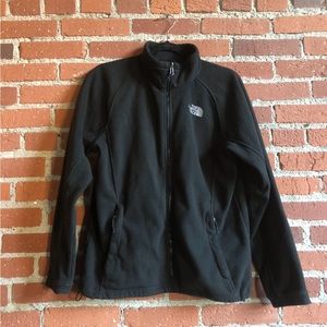 North face black polar fleece zip up jacket, unisex size large